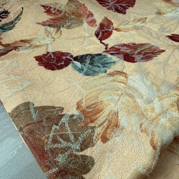Vintage Damask Jacquard Tablecloth Fall Thanksgiving Leaves Harvest  96x56” - Picture 3 of 7